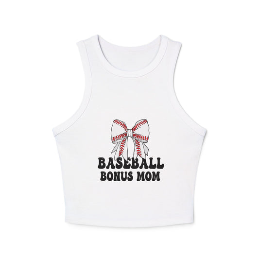 Baseball Bonus Mom Racer Tank Top – Fitted & Stylish Game Day Apparel - The Sideline Tribe
