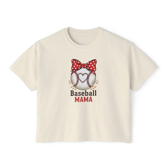 Baseball Mom Boxy Crop Tee – Vintage Pigment-Dyed Heavy Cotton Shirt - The Sideline Tribe