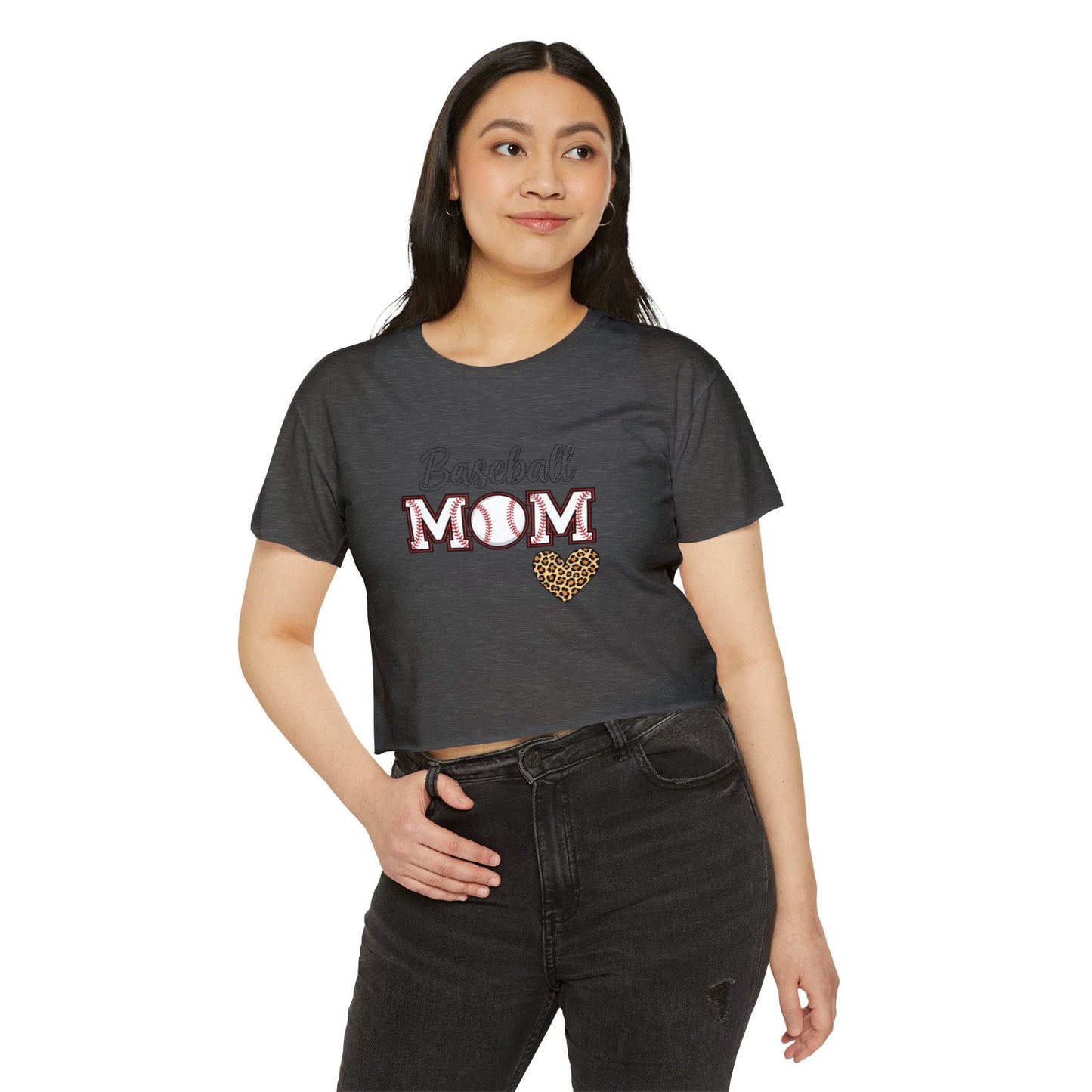 Baseball Mom Festival Crop Top – In My Baseball Mom Era Scoop Neck Tee | Lightweight Raw Hem Crop Shirt | Trendy Game Day Apparel