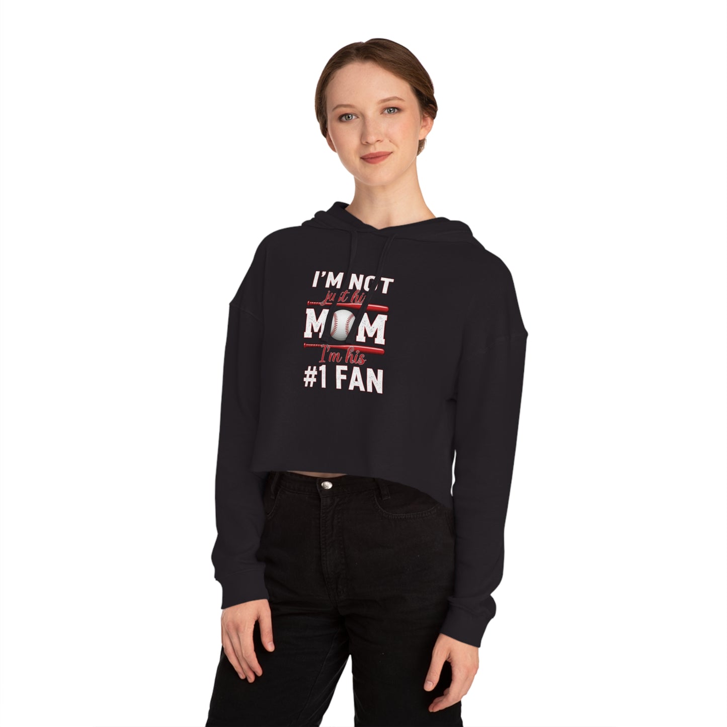 “I’m Not Just His Mom, I’m His #1 Fan” Cropped Hoodie – Cozy Cotton-Blend | Trendy Fit | Game Day Essential