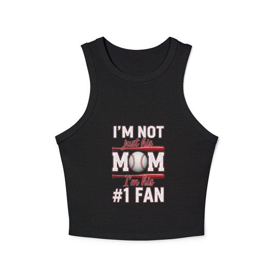 Baseball Mom #1 Fan Tank Top – Fitted Micro Rib High Neck Tank | Soft Cotton-Poly Blend | Stylish Game Day Apparel for Proud Moms