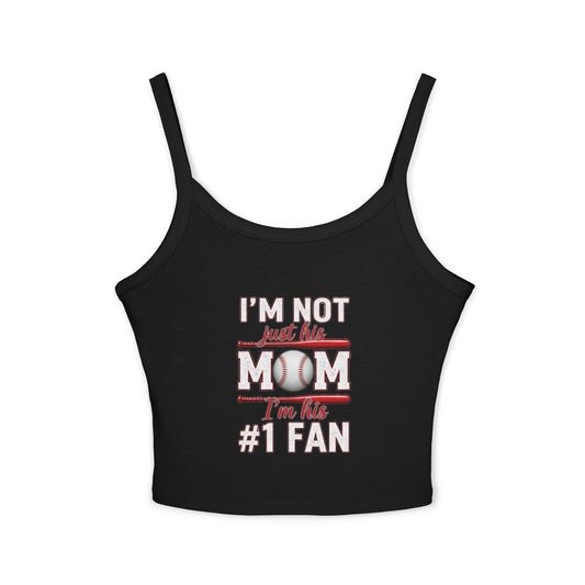 Baseball Mom Spaghetti Strap Tank Top – Soft Cotton-Poly Blend | Thick Strap Mid-Length Tank | Trendy Game Day Top for Sports Moms