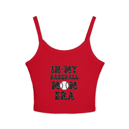 In My Baseball Mom Era Tank Top – Women’s Spaghetti Strap Racer Tank | Soft Cotton-Poly Blend | Trendy Game Day & Summer Apparel