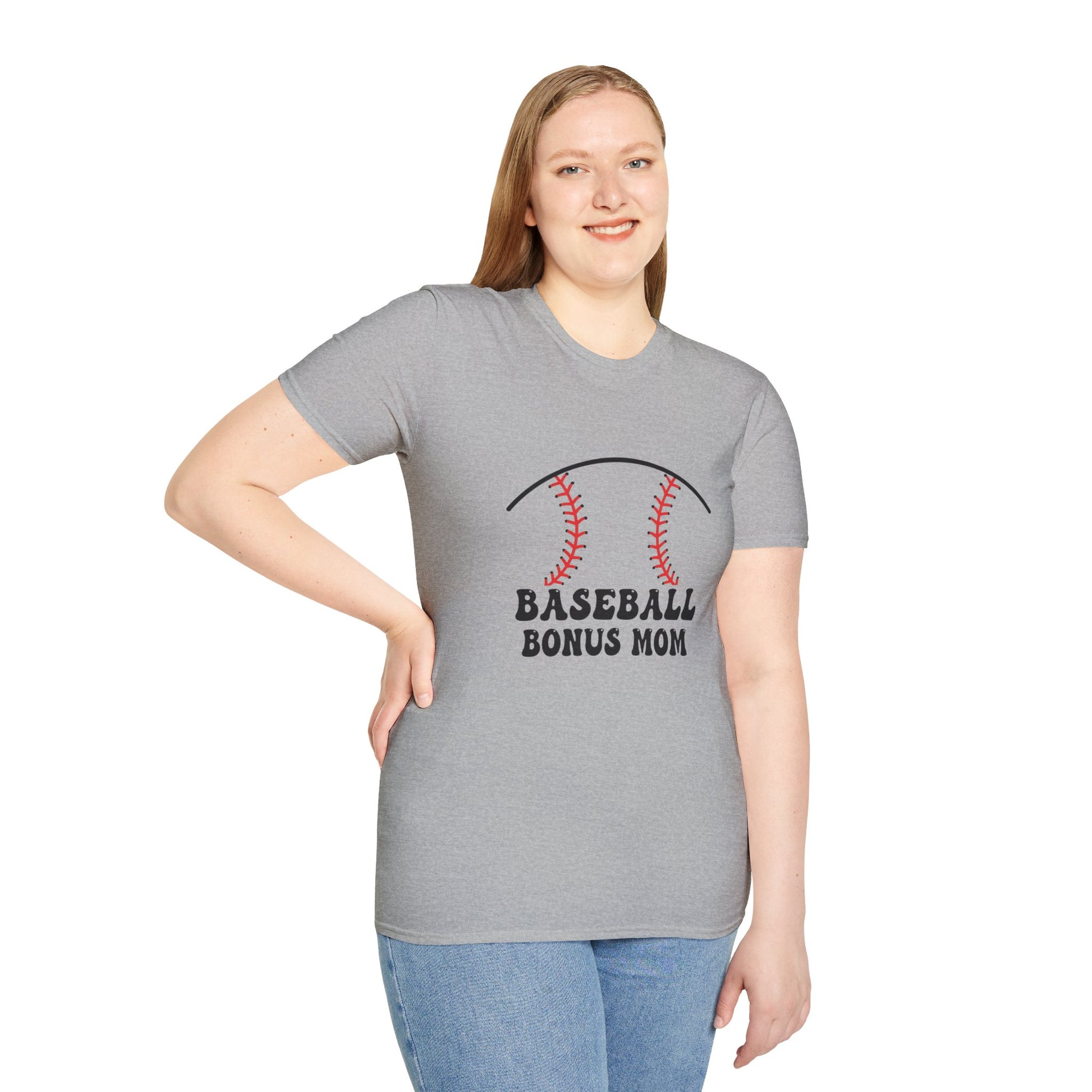 Baseball Bonus Mom Softstyle T-Shirt - The Sideline Tribe