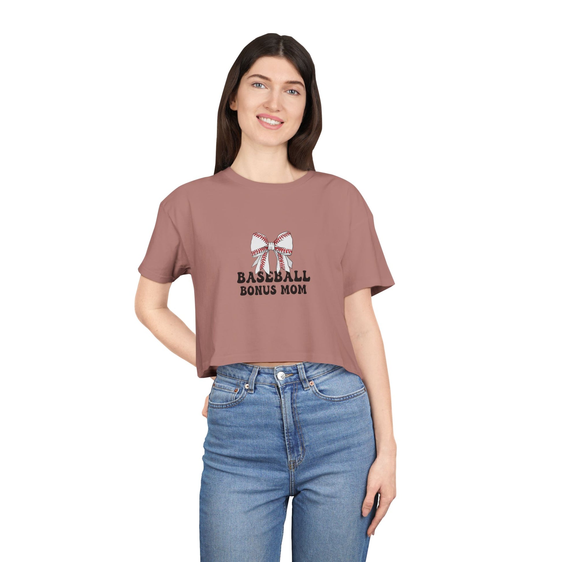Baseball Bonus Mom Women's Crop Tee - The Sideline Tribe