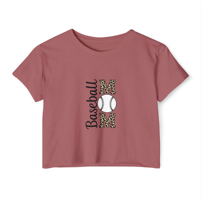 Baseball Mom Crop Top – Lightweight Scoop Neck Festival Tee | Trendy Game Day Shirt | Casual Sports Mom Apparel