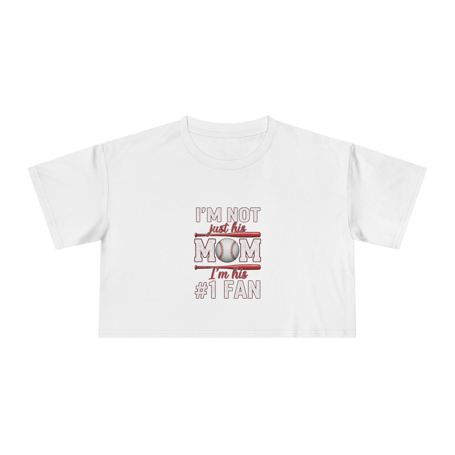 Mom’s #1 Fan Crop Tee – Relaxed Fit Women’s Crop Top | Soft Combed Cotton Game Day Shirt | Trendy Sports Mom Apparel