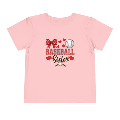Baseball Sister Toddler Short Sleeve Tee – Soft Cotton Game Day Shirt for Little Fans | Airlume Combed Comfort