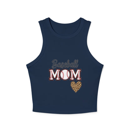 Baseball Mom Micro Rib Racer Tank Top – Fitted High Neck Tank | Chic Game Day Shirt for Sports Moms | Athletic Baseball Mom Apparel