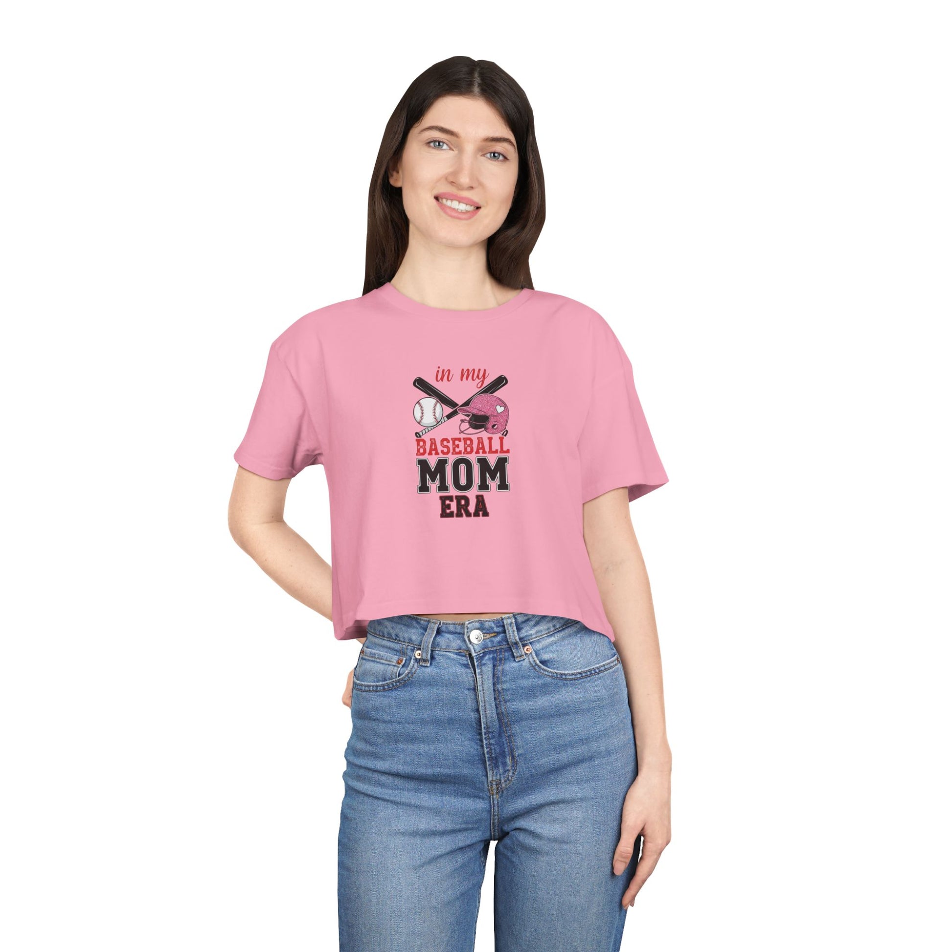 Baseball Mom Crop Tee – Trendy Women's Shirt for Game Day Style - The Sideline Tribe