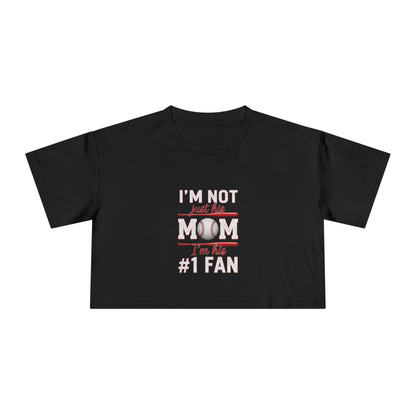 Mom’s #1 Fan Crop Tee – Relaxed Fit Women’s Crop Top | Soft Combed Cotton Game Day Shirt | Trendy Sports Mom Apparel