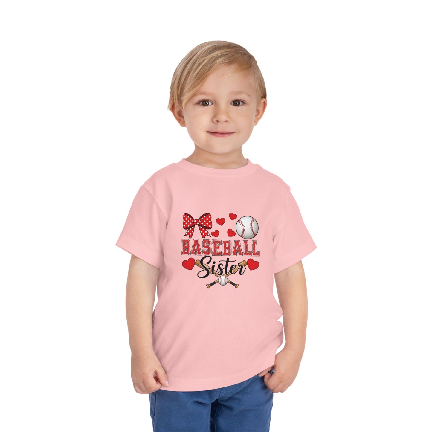 Baseball Sister Toddler Short Sleeve Tee – Soft Cotton Game Day Shirt for Little Fans | Airlume Combed Comfort
