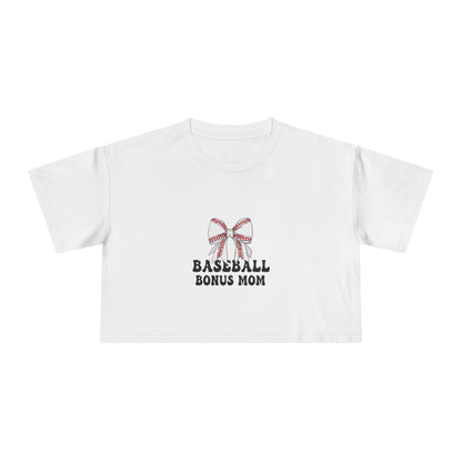 Baseball Bonus Mom Women's Crop Tee - The Sideline Tribe