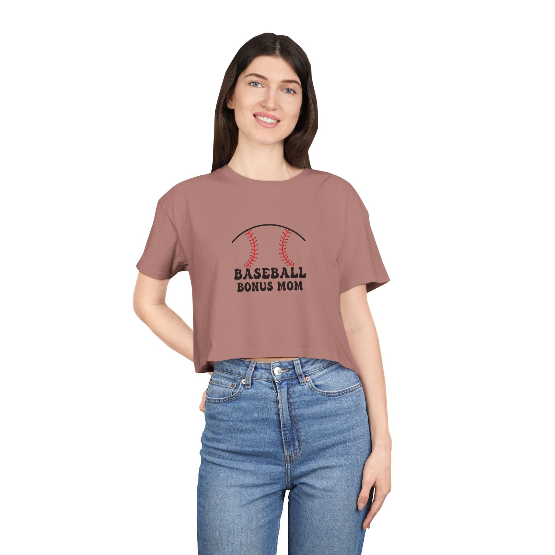 Baseball Bonus Mom Women's Crop Tee - The Sideline Tribe