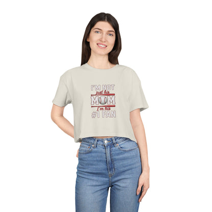 Mom’s #1 Fan Crop Tee – Relaxed Fit Women’s Crop Top | Soft Combed Cotton Game Day Shirt | Trendy Sports Mom Apparel
