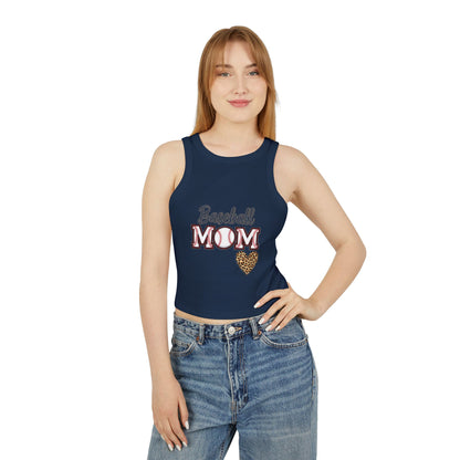 Baseball Mom Micro Rib Racer Tank Top – Fitted High Neck Tank | Chic Game Day Shirt for Sports Moms | Athletic Baseball Mom Apparel