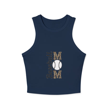 Baseball Mom Racer Tank – Micro Rib Fitted High Neck Top | Lightweight Game Day Shirt | Trendy Sports Mom Apparel