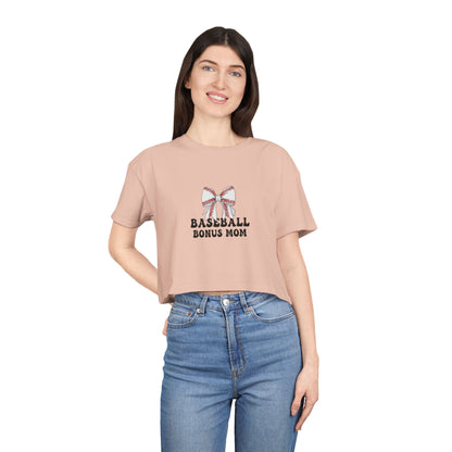 Baseball Bonus Mom Women's Crop Tee - The Sideline Tribe