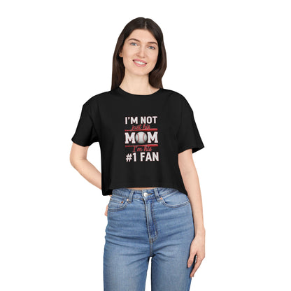 Mom’s #1 Fan Crop Tee – Relaxed Fit Women’s Crop Top | Soft Combed Cotton Game Day Shirt | Trendy Sports Mom Apparel