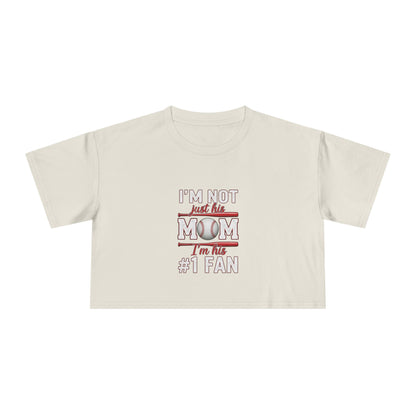 Mom’s #1 Fan Crop Tee – Relaxed Fit Women’s Crop Top | Soft Combed Cotton Game Day Shirt | Trendy Sports Mom Apparel