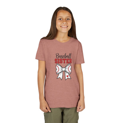 Baseball Sister Youth Short Sleeve Tee – Cute Kids Sports Shirt | Soft & Comfy Game Day Top for Young Fans