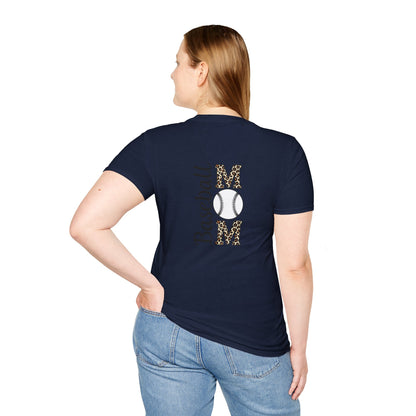 Leopard Print Baseball Mom T-Shirt – Personalized Game Day Style | Fierce & Fun Spirit Wear