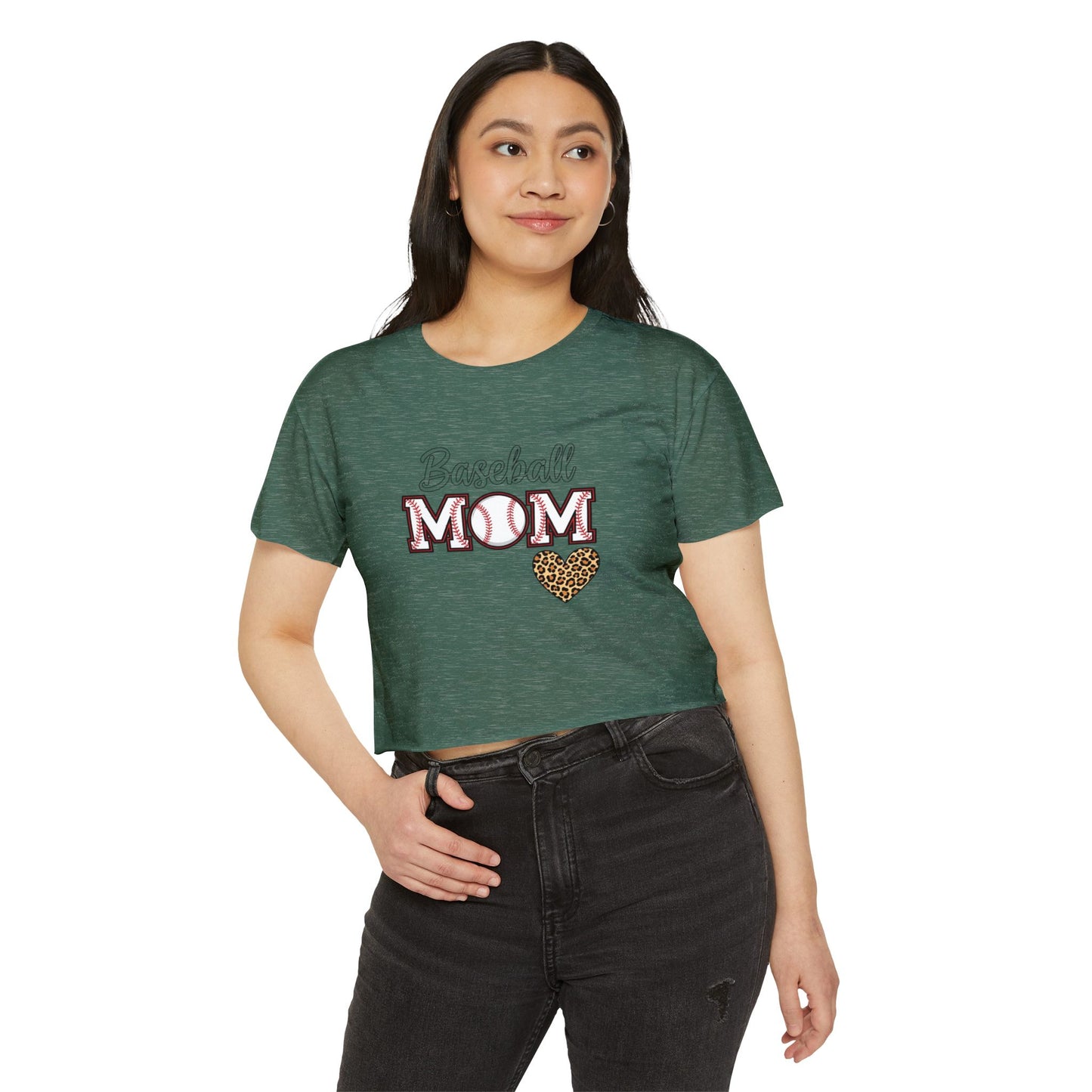 Baseball Mom Festival Crop Top – In My Baseball Mom Era Scoop Neck Tee | Lightweight Raw Hem Crop Shirt | Trendy Game Day Apparel