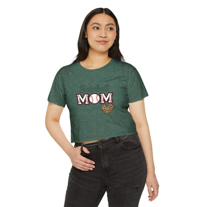 Baseball Mom Festival Crop Top – In My Baseball Mom Era Scoop Neck Tee | Lightweight Raw Hem Crop Shirt | Trendy Game Day Apparel