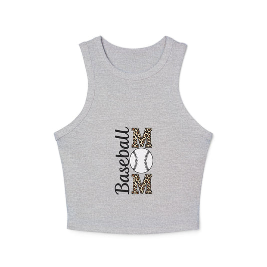 Baseball Mom Racer Tank – Micro Rib Fitted High Neck Top | Lightweight Game Day Shirt | Trendy Sports Mom Apparel