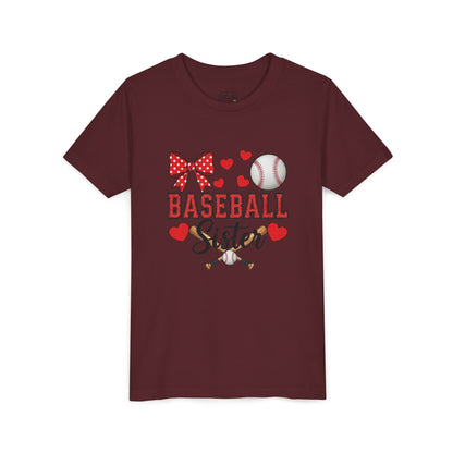 Baseball Sister Youth Tee – Cute Sports Fan Shirt for Girls | Soft Airlume Cotton Kids T-Shirt | Game Day Outfit