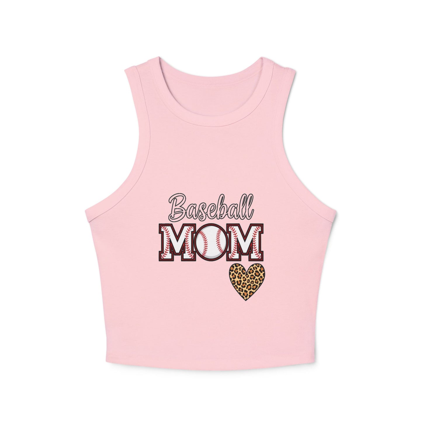 Baseball Mom Micro Rib Racer Tank Top – Fitted High Neck Tank | Chic Game Day Shirt for Sports Moms | Athletic Baseball Mom Apparel