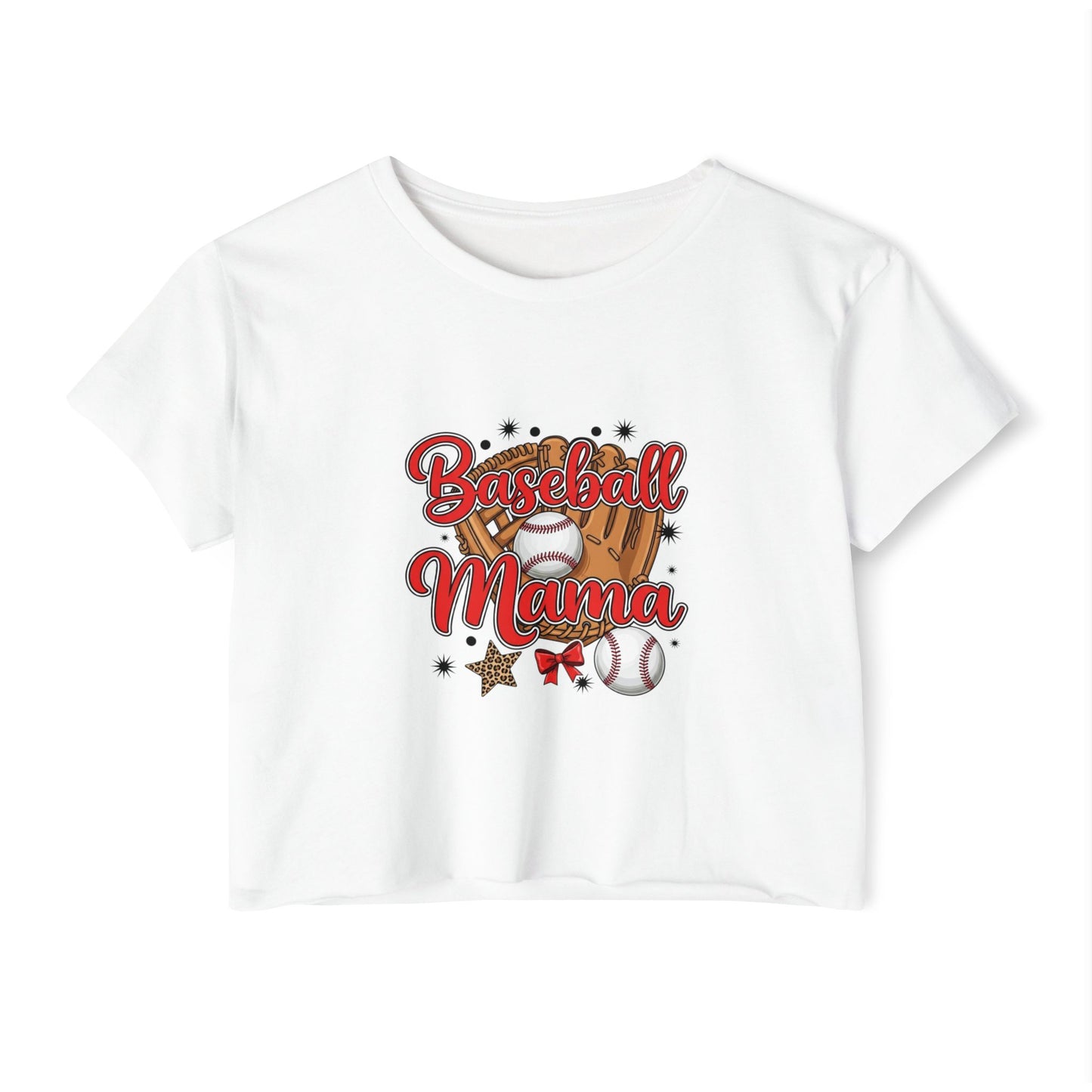 Baseball Mama Women's Festival Crop Top - Cute Summer Tee for Sports Lovers