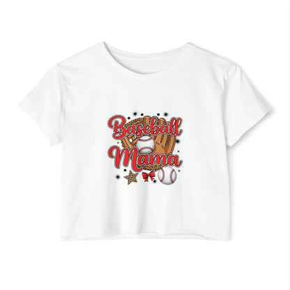 Baseball Mama Women's Festival Crop Top - Cute Summer Tee for Sports Lovers