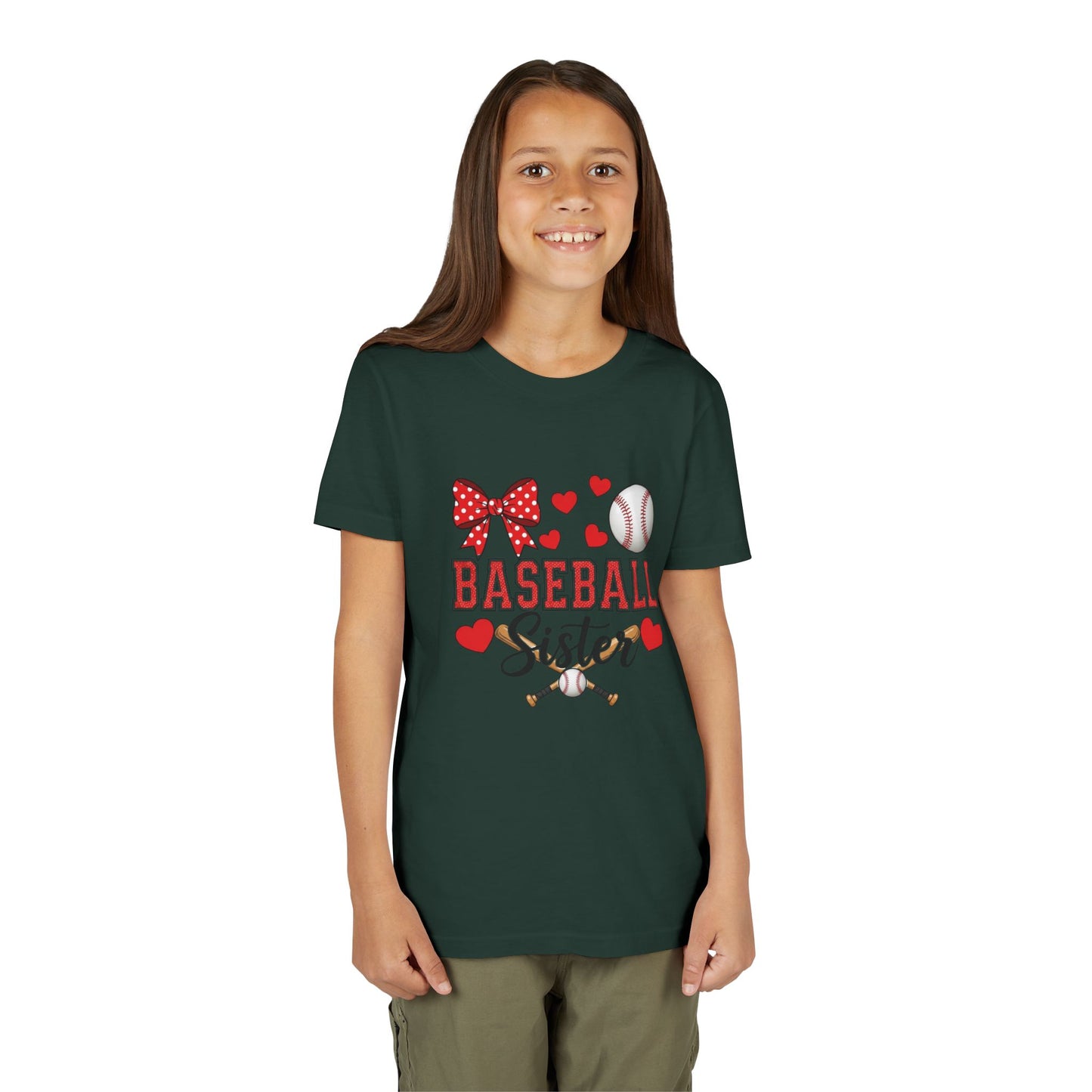 Baseball Sister Youth Tee – Cute Sports Fan Shirt for Girls | Soft Airlume Cotton Kids T-Shirt | Game Day Outfit