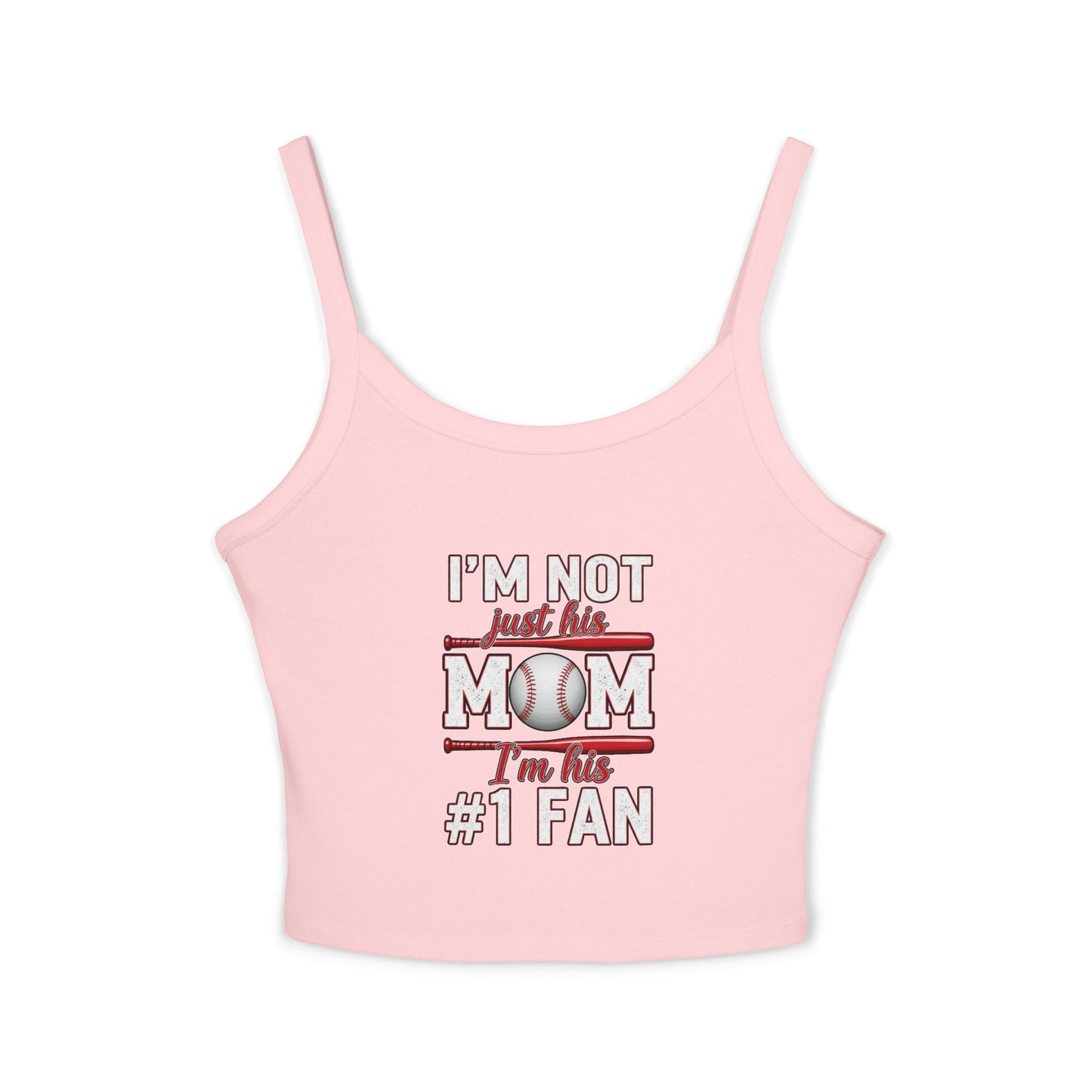 Baseball Mom Spaghetti Strap Tank Top – Soft Cotton-Poly Blend | Thick Strap Mid-Length Tank | Trendy Game Day Top for Sports Moms