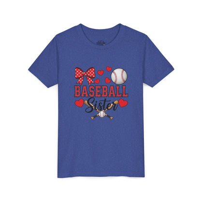 Baseball Sister Youth Tee – Cute Sports Fan Shirt for Girls | Soft Airlume Cotton Kids T-Shirt | Game Day Outfit