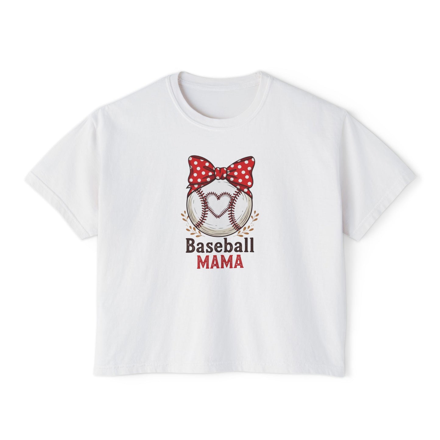 Baseball Mom Boxy Crop Tee – Vintage Pigment-Dyed Heavy Cotton Shirt - The Sideline Tribe