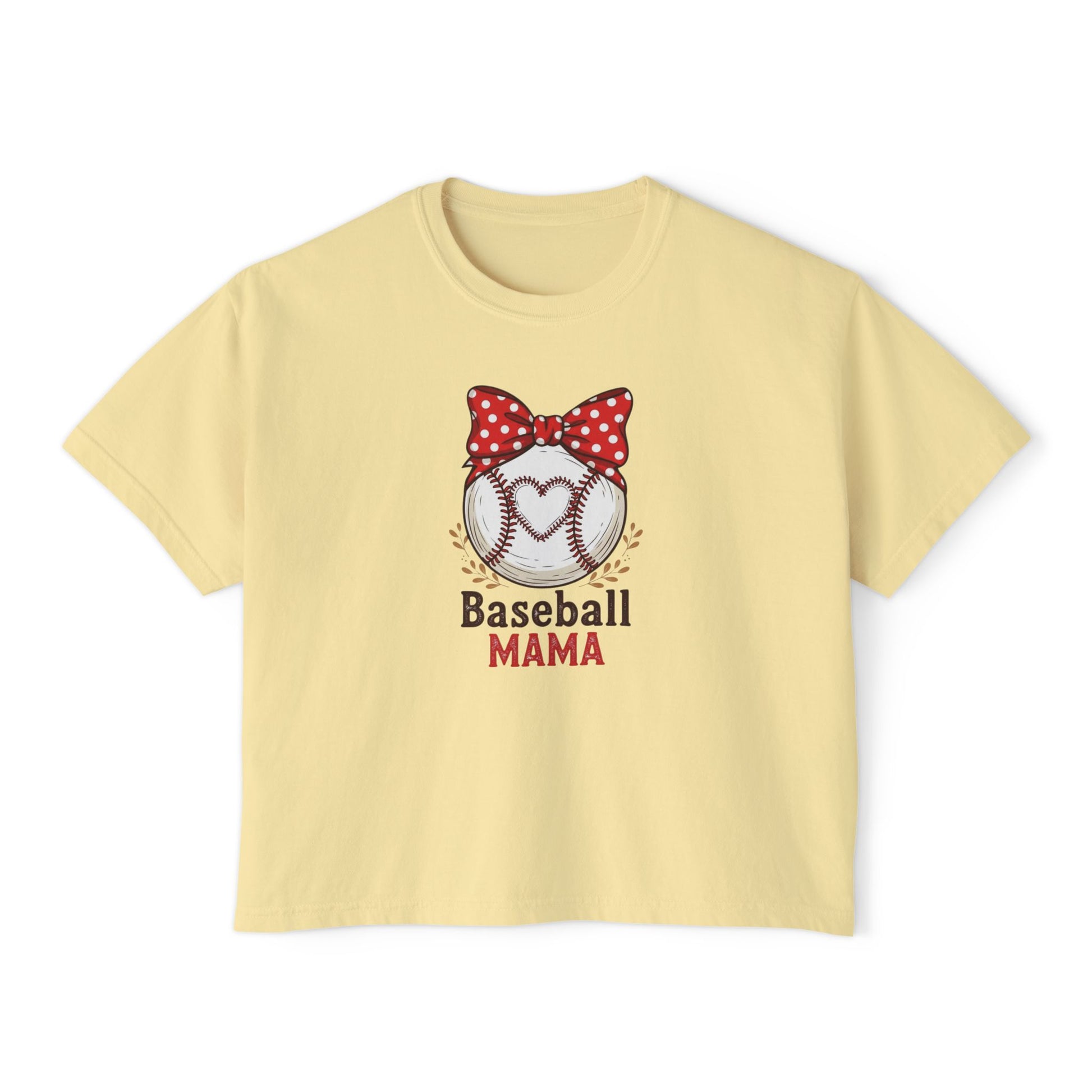 Baseball Mom Boxy Crop Tee – Vintage Pigment-Dyed Heavy Cotton Shirt - The Sideline Tribe