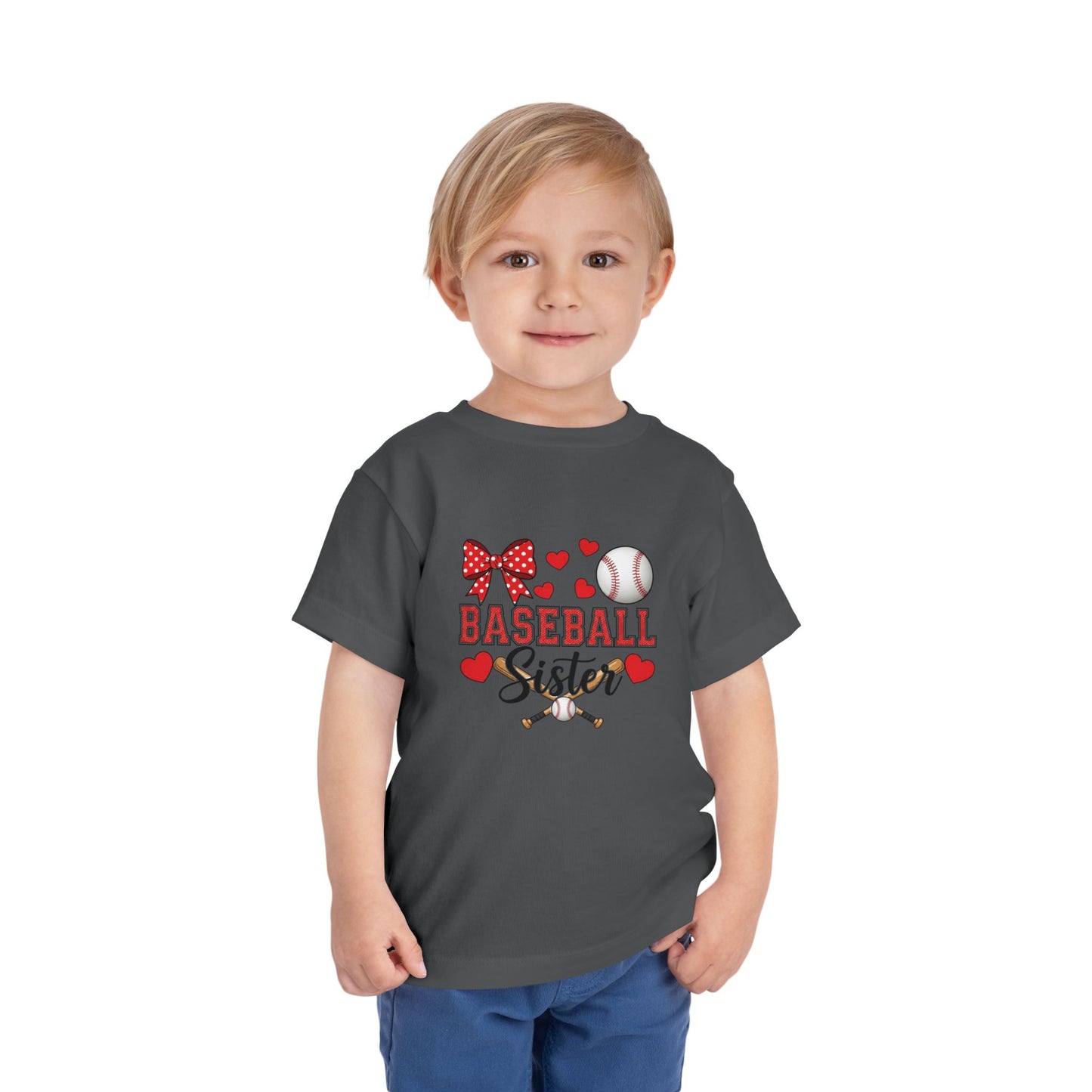 Baseball Sister Toddler Short Sleeve Tee – Soft Cotton Game Day Shirt for Little Fans | Airlume Combed Comfort