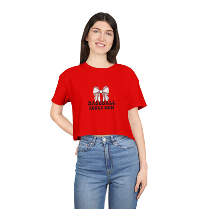 Baseball Bonus Mom Women's Crop Tee - The Sideline Tribe