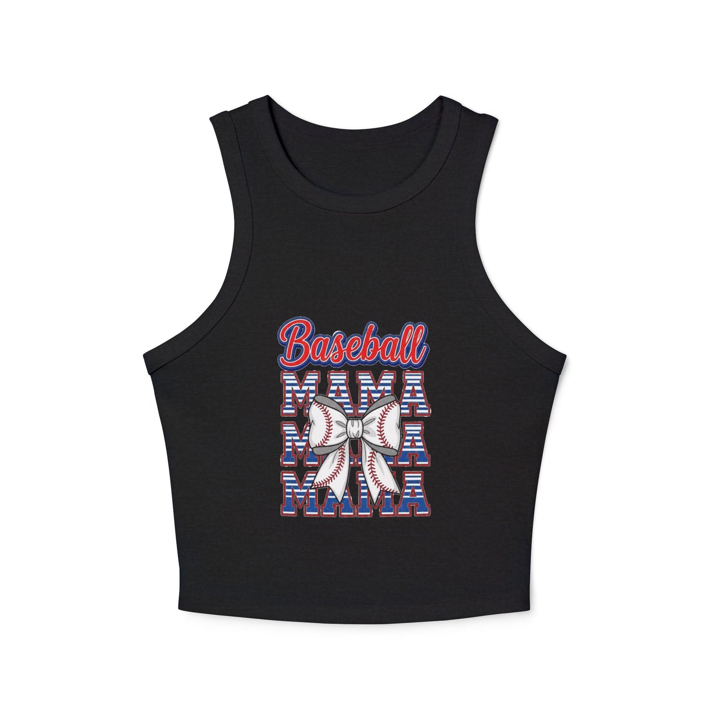 Baseball Mama Racer Tank Top - Women's Micro Ribbed Crop Top