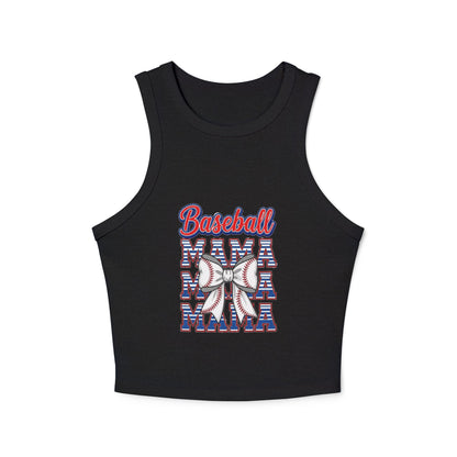 Baseball Mama Racer Tank Top - Women's Micro Ribbed Crop Top