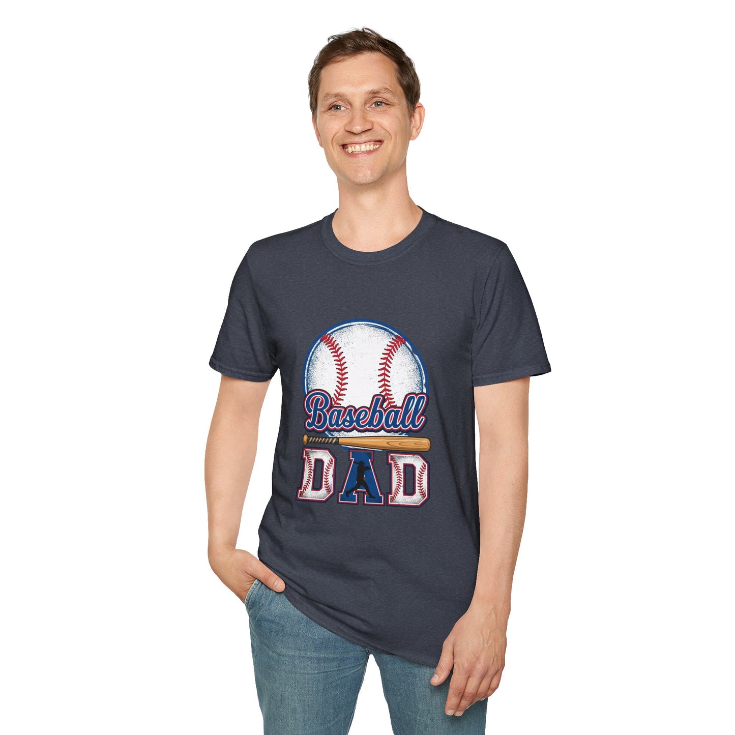Baseball Dad Unisex Softstyle T-Shirt | Classic Game Day Tee | Premium Ring-Spun Cotton