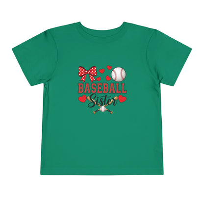 Baseball Sister Toddler Short Sleeve Tee – Soft Cotton Game Day Shirt for Little Fans | Airlume Combed Comfort