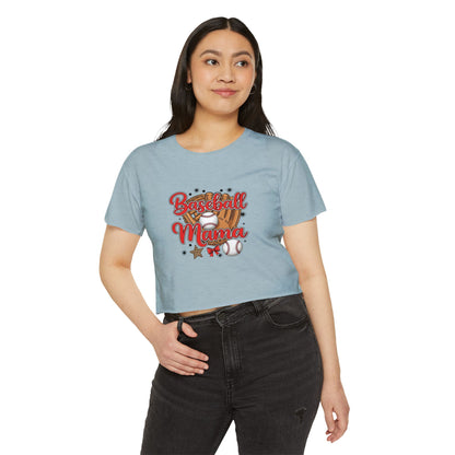 Baseball Mama Women's Festival Crop Top - Cute Summer Tee for Sports Lovers