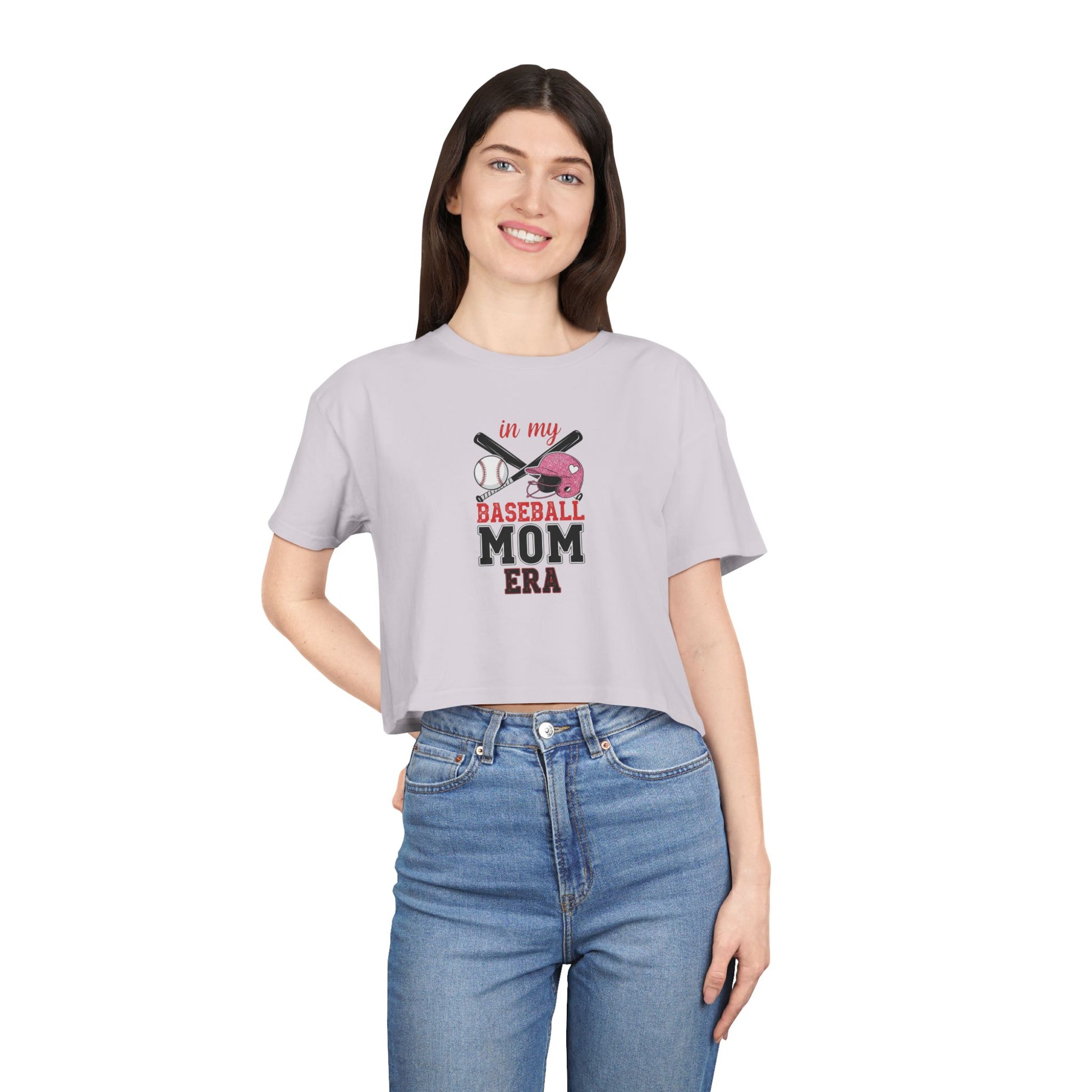 Baseball Mom Crop Tee – Trendy Women's Shirt for Game Day Style - The Sideline Tribe