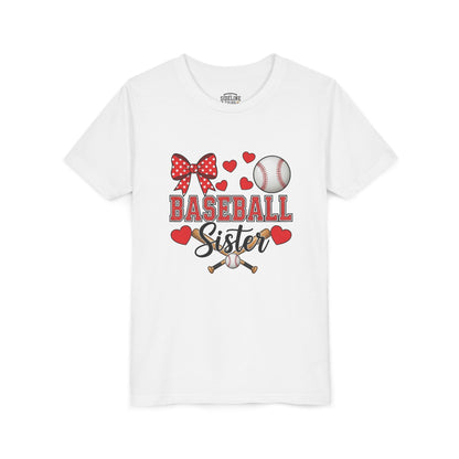 Baseball Sister Youth Tee – Cute Sports Fan Shirt for Girls | Soft Airlume Cotton Kids T-Shirt | Game Day Outfit