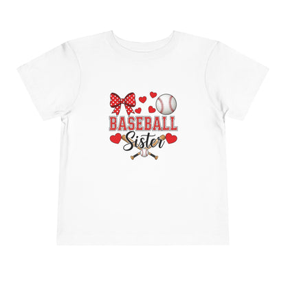 Baseball Sister Toddler Short Sleeve Tee – Soft Cotton Game Day Shirt for Little Fans | Airlume Combed Comfort