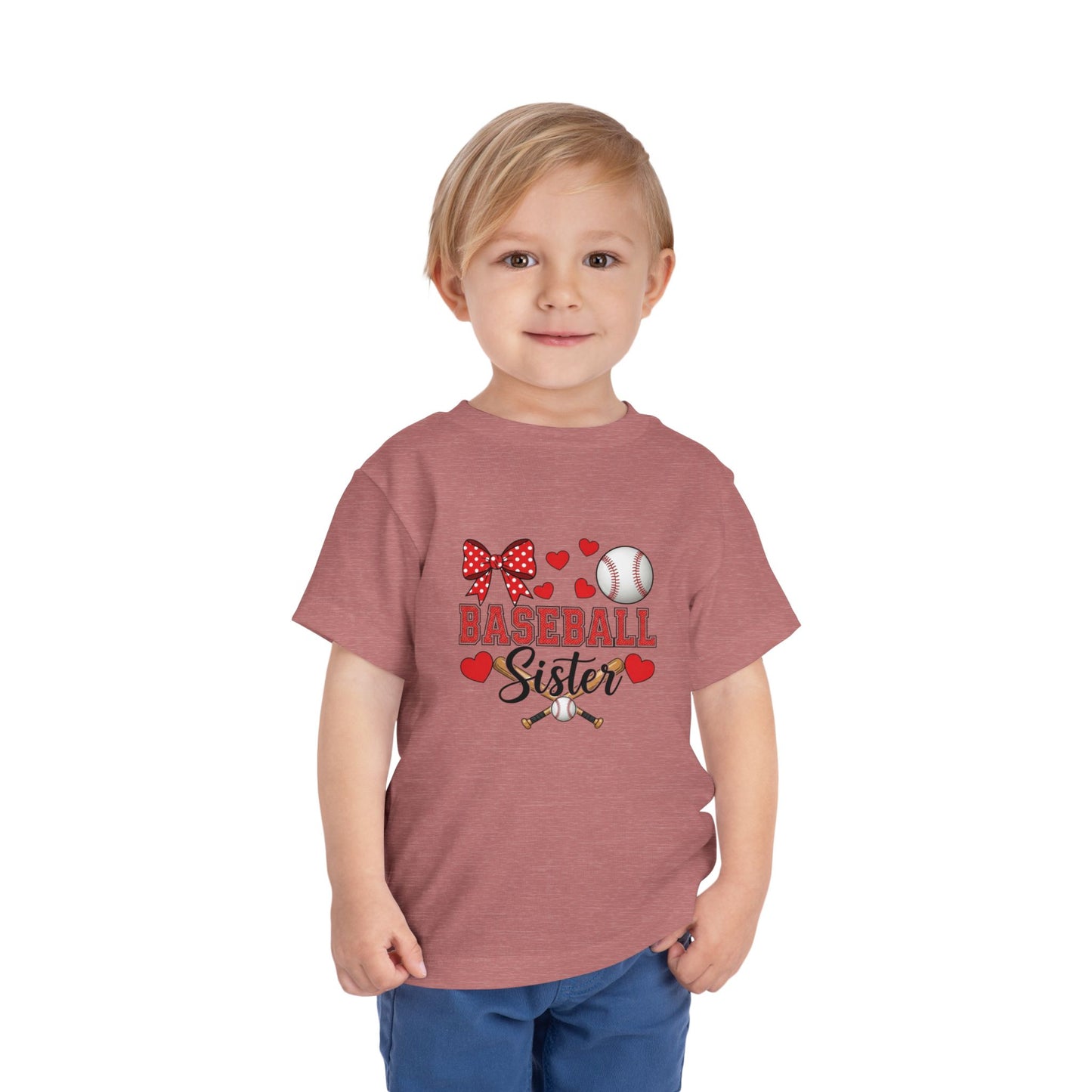 Baseball Sister Toddler Short Sleeve Tee – Soft Cotton Game Day Shirt for Little Fans | Airlume Combed Comfort