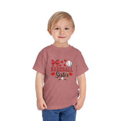 Baseball Sister Toddler Short Sleeve Tee – Soft Cotton Game Day Shirt for Little Fans | Airlume Combed Comfort